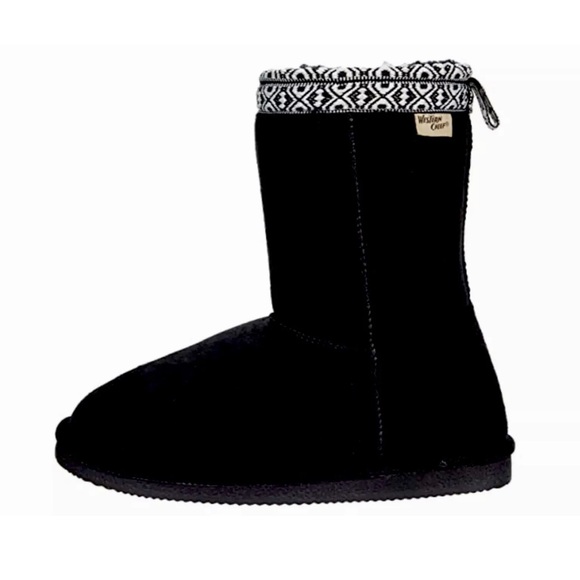 NWT YELLOWSTONE STYLE FUR LINED BOOTS 8M BETH DUTTON 🤠 BLACK WHITE WESTERN - Picture 11 of 12